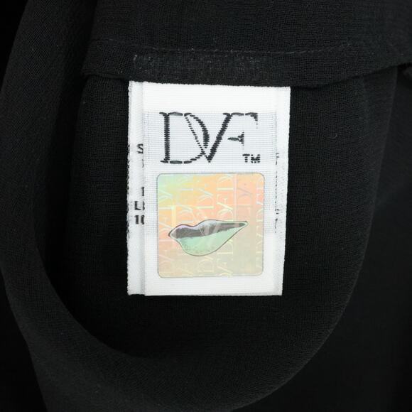 Diane Von Furstenberg Top Womens 4 Black Silk Chiffon Blouse Pleats Lined Career - Picture 5 of 16